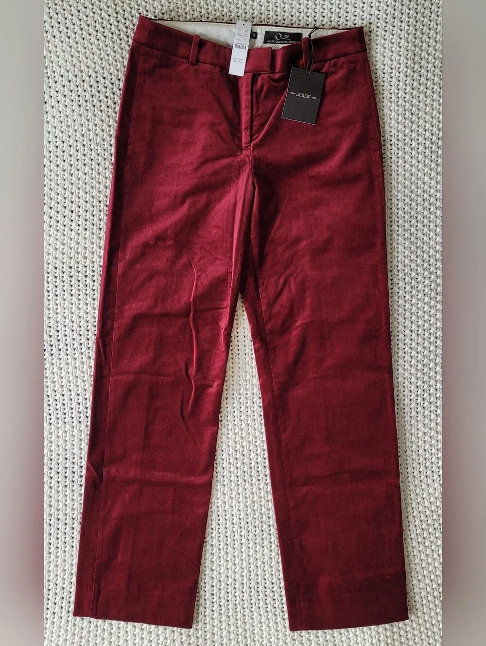 NWT J. Crew Stella Pant In Velvet, Inky Burgundy